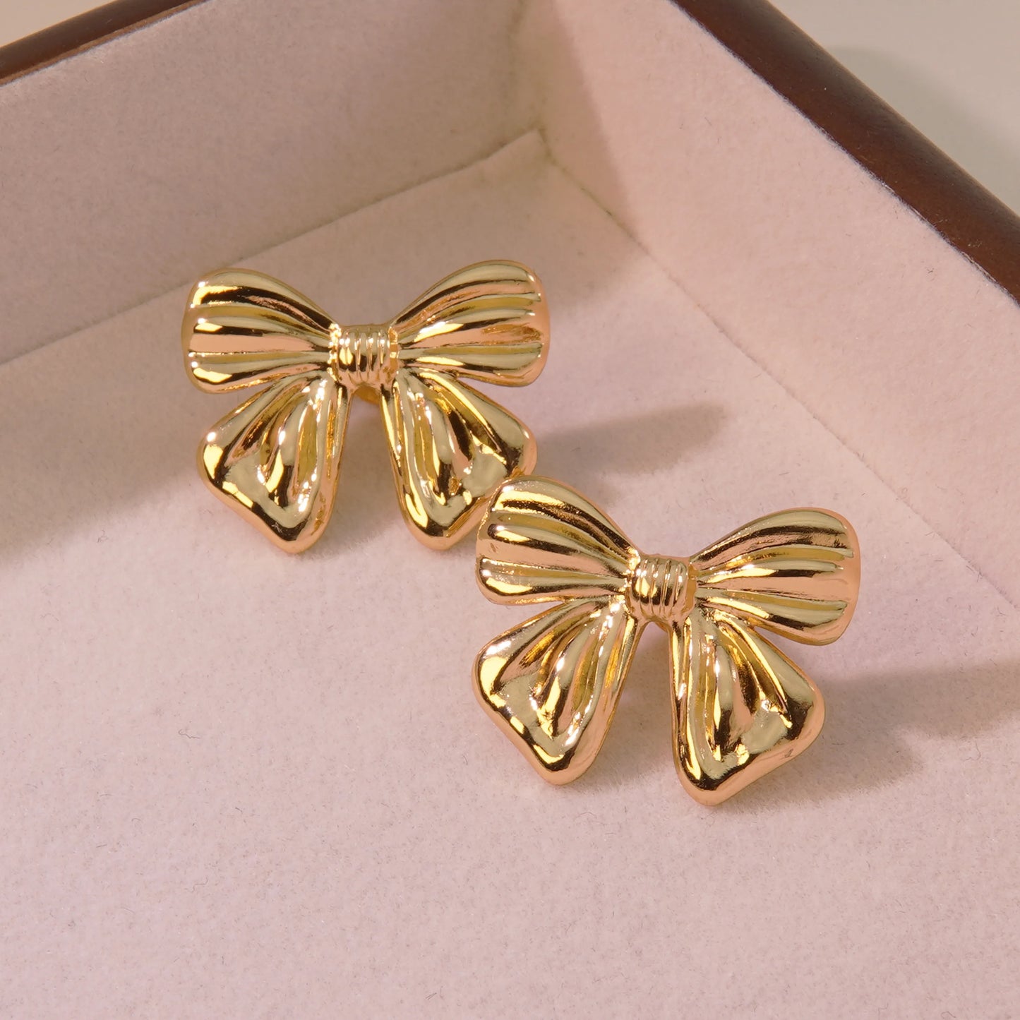Golden Bow Stud Earrings