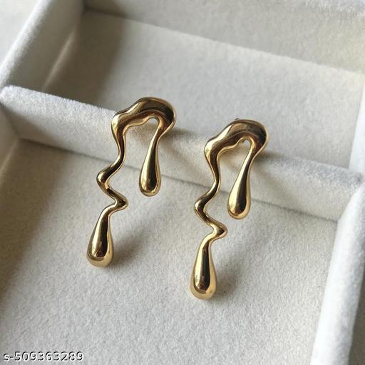 Golden Drop Statement Earrings - JEWELMINES
