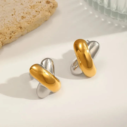 Dual Tone Capsule Earrings - JEWELMINES