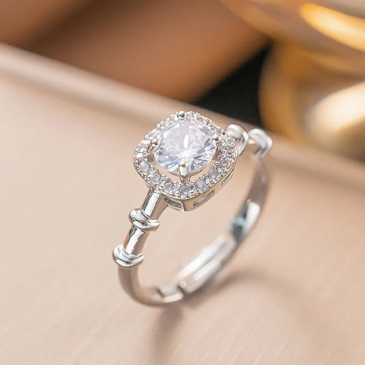 Silver Glow Halo Ring - JEWELMINES