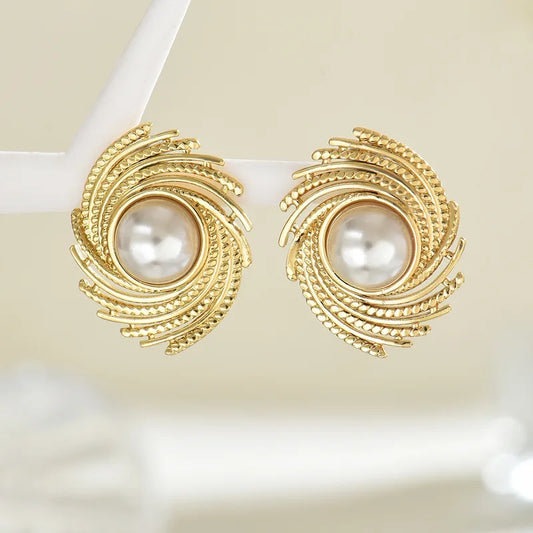 Spiral Pearl Elegance Earrings - JEWELMINES