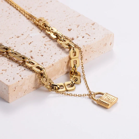 Locked in Luxe Layered Necklace - JEWELMINES